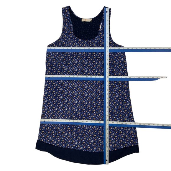 Tory Burch Silk Floral Slip Dress M Navy Blue Sleeveless Mini Scoop Neck Resort - Picture 5 of 10
